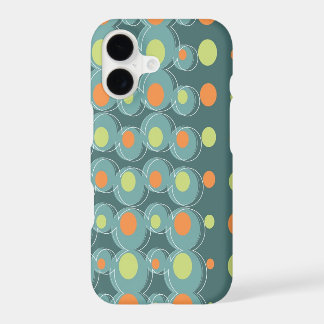 Retro Abstract Art Mod Green Orange Bubbles & Dots