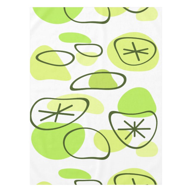 Retro Abstract Art Rocks Chartreuse Tablecloth (Front)