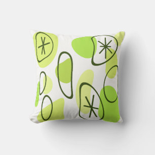 Retro Abstract Art Rocks Chartreuse Throw Pillow