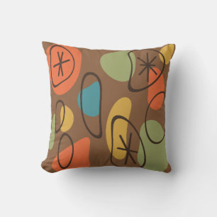 Retro Abstract Art Rocks Multicolored Dark Throw Pillow