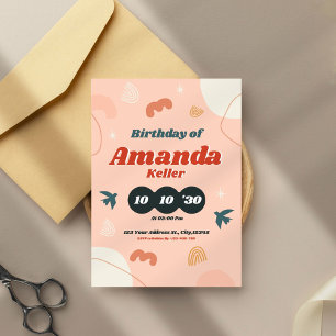Retro Abstract Birthday Invitation