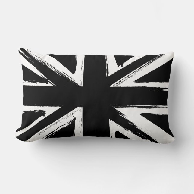 Retro abstract black union jack design lumbar pillow (Front)