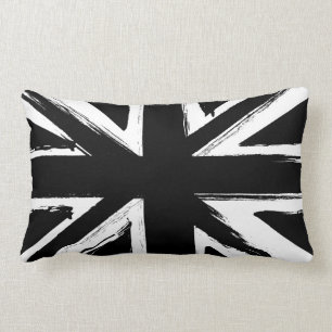 Retro abstract black union jack design lumbar pillow