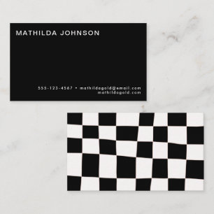 Retro Abstract Black White Checkerboard Simple Business Card