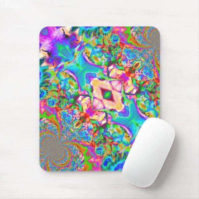 Retro abstract blue flower floral sunflower field  mouse pad (With Mouse)