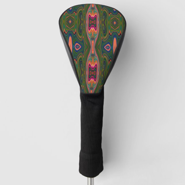 Retro Abstract Blue, Green and Orange Pattern Golf Head Cover (Front)