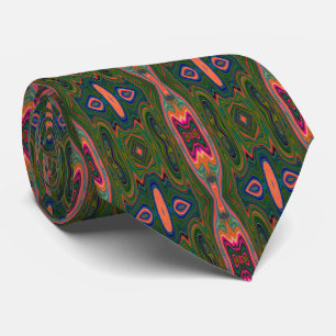 Retro Abstract Blue, Green and Orange Pattern Tie