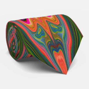 Retro Abstract Blue, Green and Orange Pattern Tie
