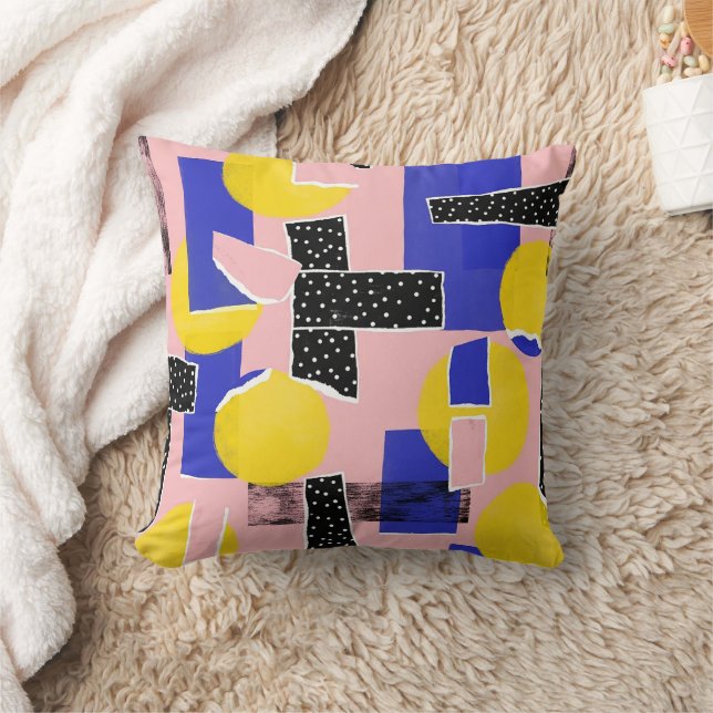 Retro Abstract Brushstroke (10) Throw Pillow (Blanket)
