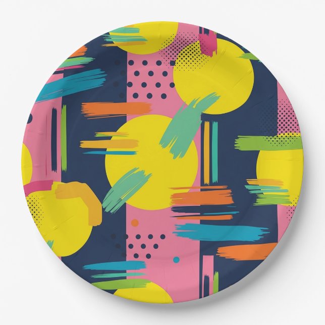 Retro Abstract Brushstroke (11) Paper Plate (Front)