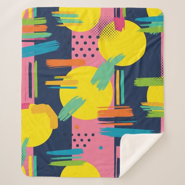Retro Abstract Brushstroke (11) Sherpa Blanket (Front)