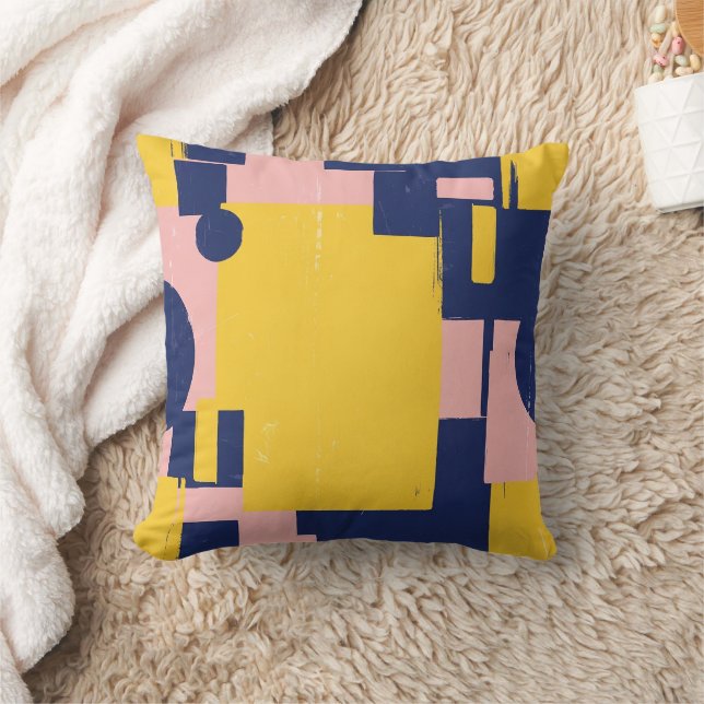 Retro Abstract Brushstroke (14) Throw Pillow (Blanket)