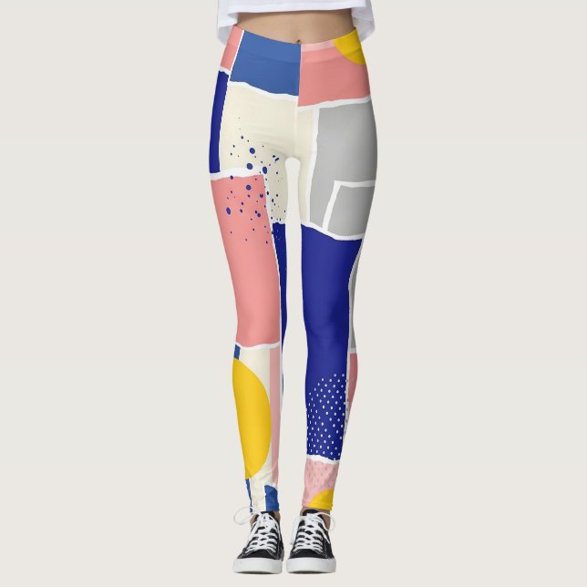 Retro Abstract Brushstroke (16) Leggings (Front)