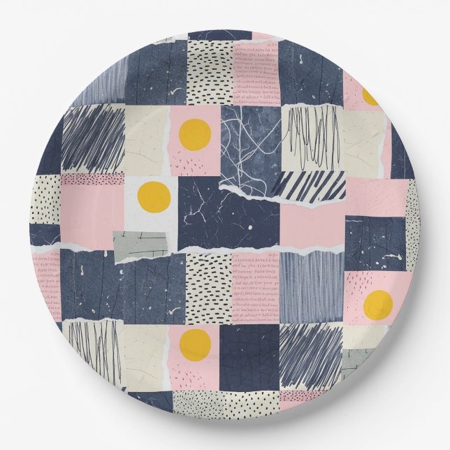Retro Abstract Brushstroke (1) Paper Plate (Front)