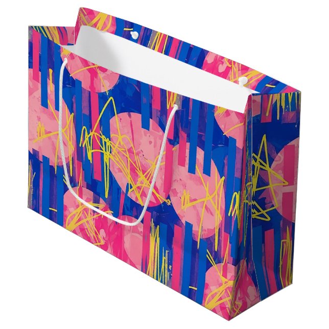 Retro Abstract Brushstroke (2) Large Gift Bag (Front Angled)