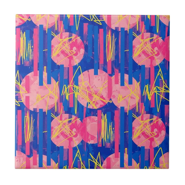 Retro Abstract Brushstroke (2) Tile (Front)
