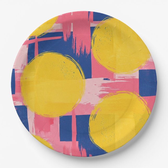 Retro Abstract Brushstroke (3) Paper Plate (Front)