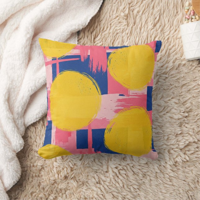 Retro Abstract Brushstroke (3) Throw Pillow (Blanket)