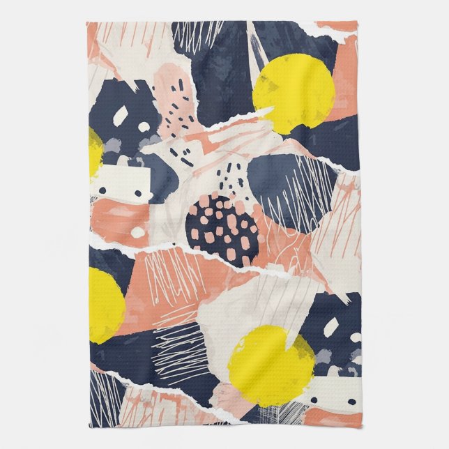 Retro Abstract Brushstroke (4) Kitchen Towel (Vertical)