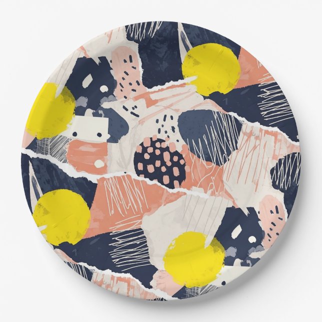 Retro Abstract Brushstroke (4) Paper Plate (Front)