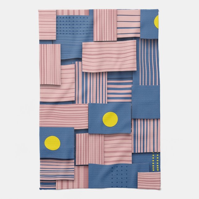 Retro Abstract Brushstroke (5) Kitchen Towel (Vertical)