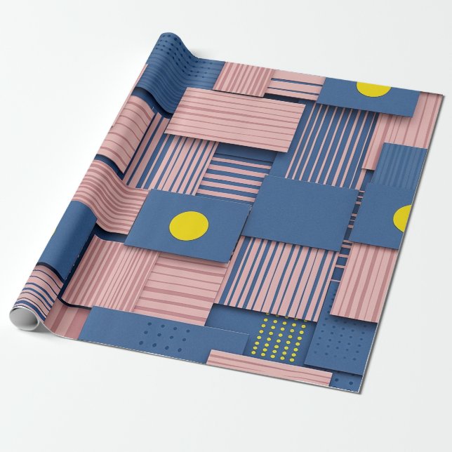 Retro Abstract Brushstroke (5) Wrapping Paper (Unrolled)
