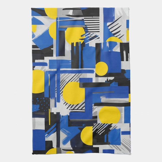 Retro Abstract Brushstroke (7) Kitchen Towel (Vertical)