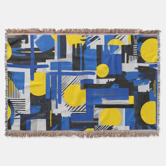 Retro Abstract Brushstroke (7) Throw Blanket (Front)
