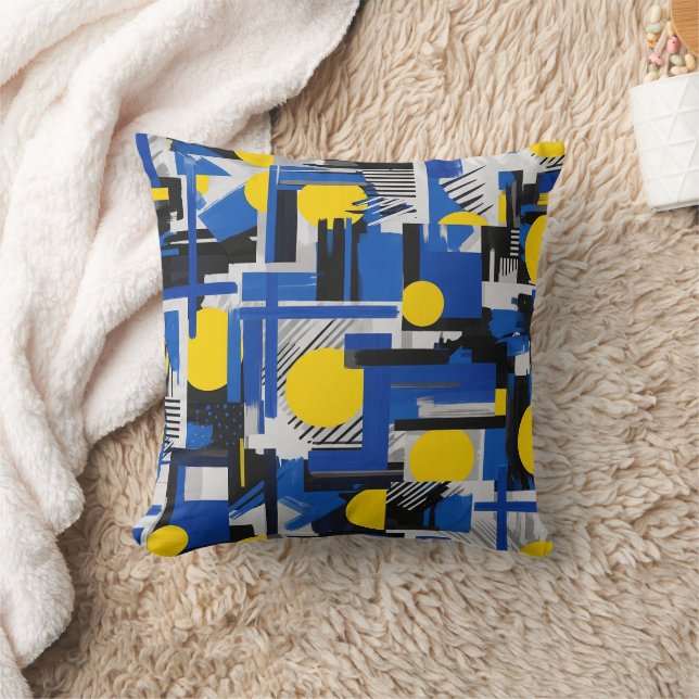 Retro Abstract Brushstroke (7) Throw Pillow (Blanket)