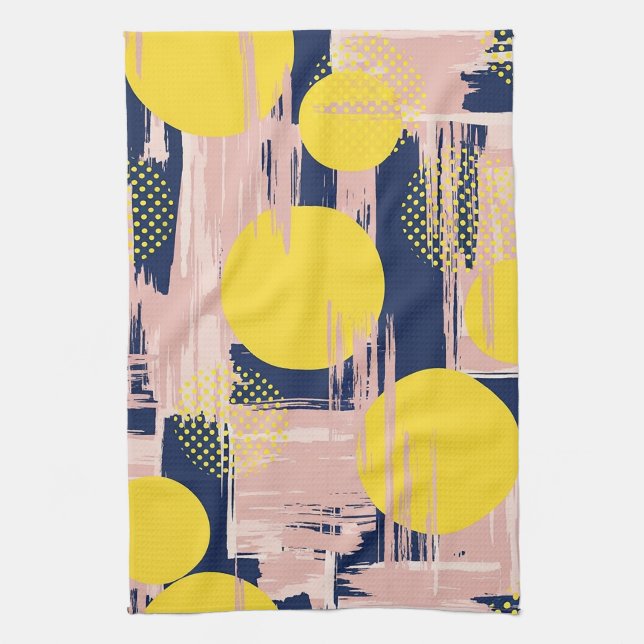 Retro Abstract Brushstroke (8) Kitchen Towel (Vertical)