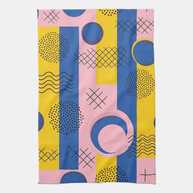 Retro Abstract Brushstroke (9) Kitchen Towel (Vertical)