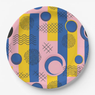 Retro Abstract Brushstroke (9) Paper Plate