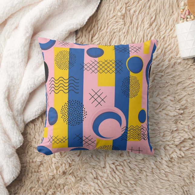 Retro Abstract Brushstroke (9) Throw Pillow (Blanket)