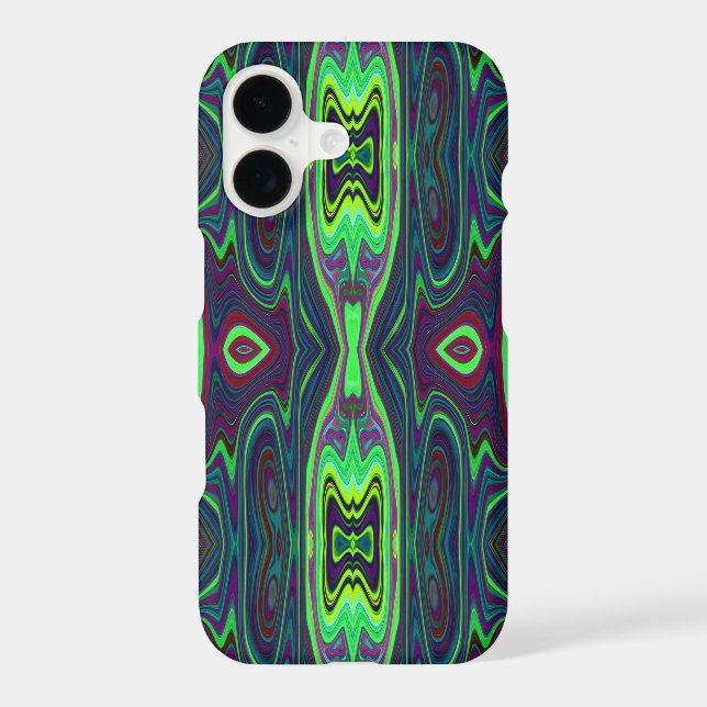Retro Abstract Chartreuse, Red and Blue Pattern (Back)