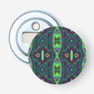 Retro Abstract Chartreuse, Red and Blue Pattern Bottle Opener