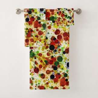 Retro Abstract Circles & Dots Bath Towel Set