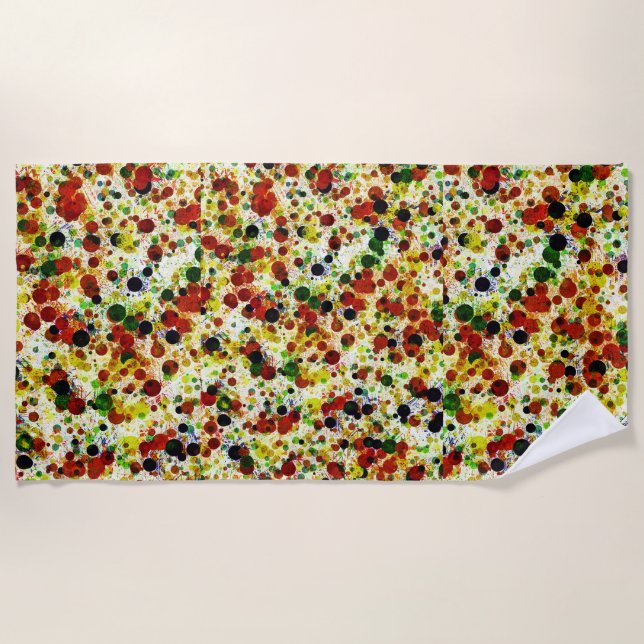Retro Abstract Circles & Dots Beach Towel (Front)