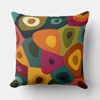 Retro Abstract Color Block Modern Throw Pillow