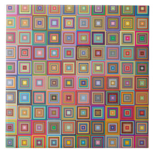 Retro abstract colour squares ceramic tile