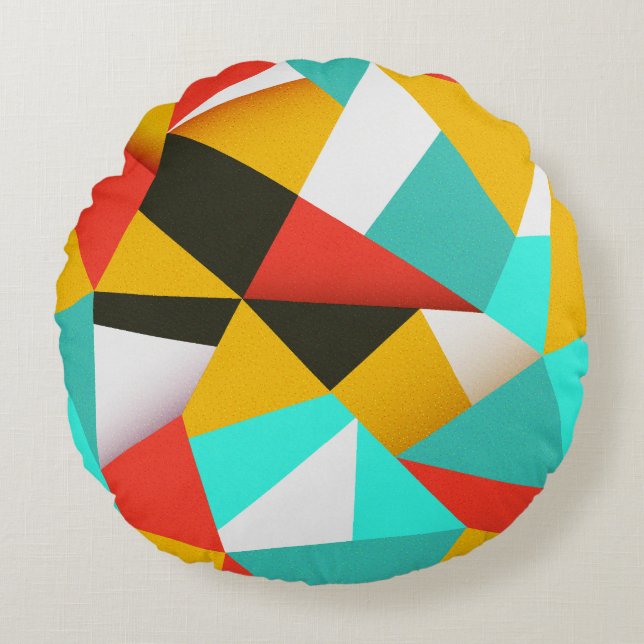 Retro Abstract: Colourful Blend. Round Pillow (Front)