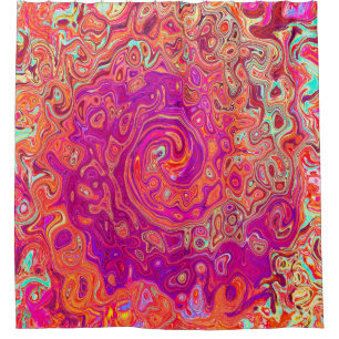 Retro Abstract Coral and Purple Marble Swirl