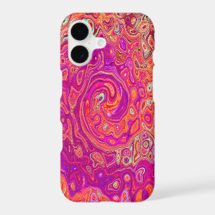 Retro Abstract Coral and Purple Marble Swirl