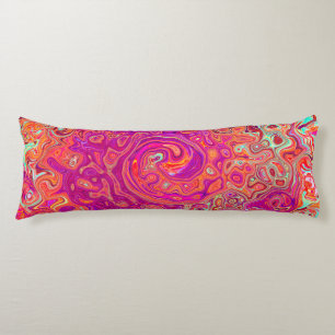 Retro Abstract Coral and Purple Marble Swirl Body Pillow