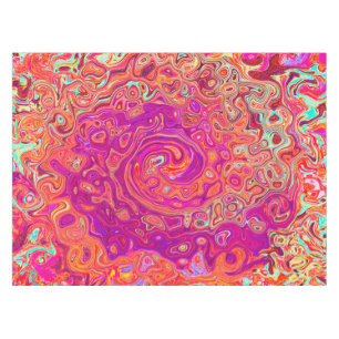 Retro Abstract Coral and Purple Marble Swirl Tablecloth