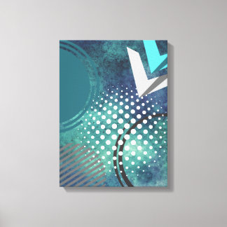 Retro Abstract Double Arrows with Circles and Dots Canvas Print