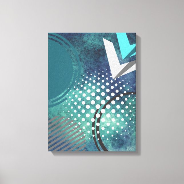 Retro Abstract Double Arrows with Circles and Dots Canvas Print (Front)