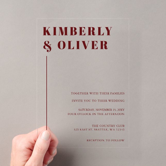Retro Abstract Earthy Terracotta Orange Wedding Acrylic Invitations (Insitu (Handheld))
