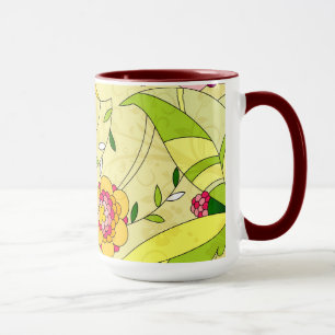 Retro Abstract Floral Collage Mug
