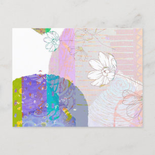 Retro Abstract Floral Collage Postcard