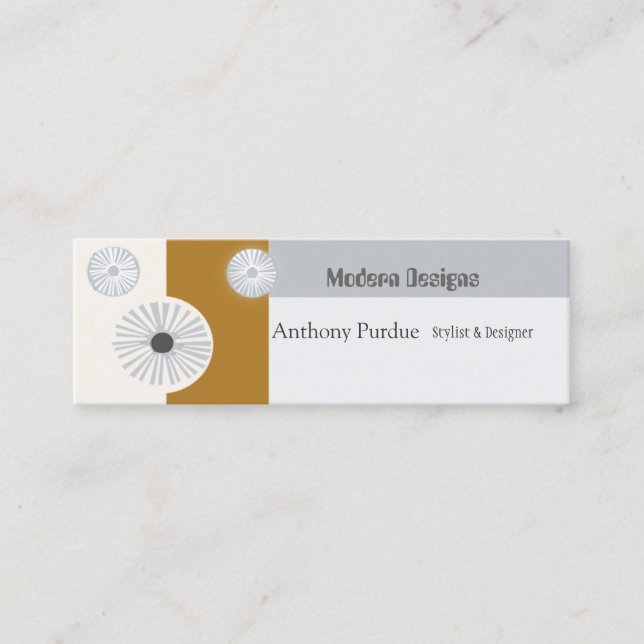 Retro Abstract Floral  Modern  Mid-Century Minimal Mini Business Card (Front)